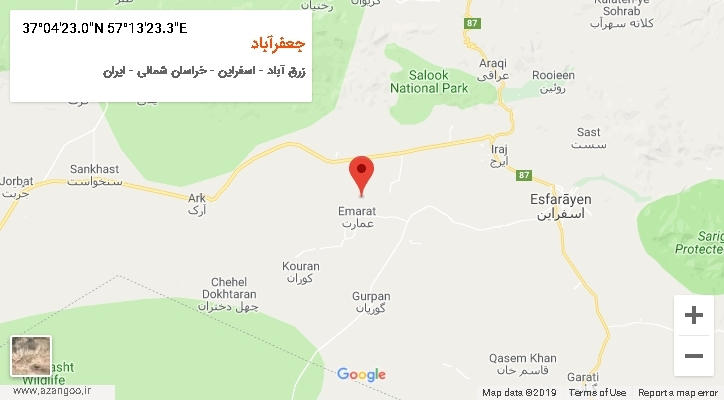 روستای جعفرآباد بر روی نقشه