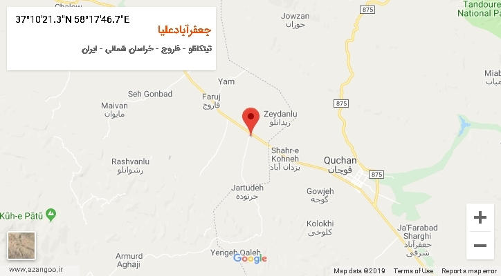 روستای جعفرآبادعلیا بر روی نقشه