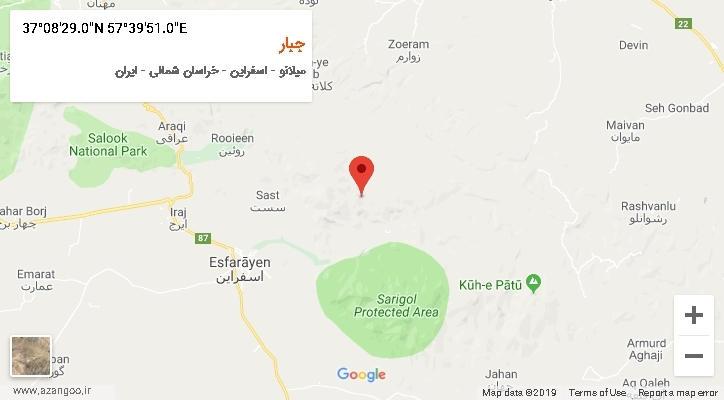 روستای جبار بر روی نقشه
