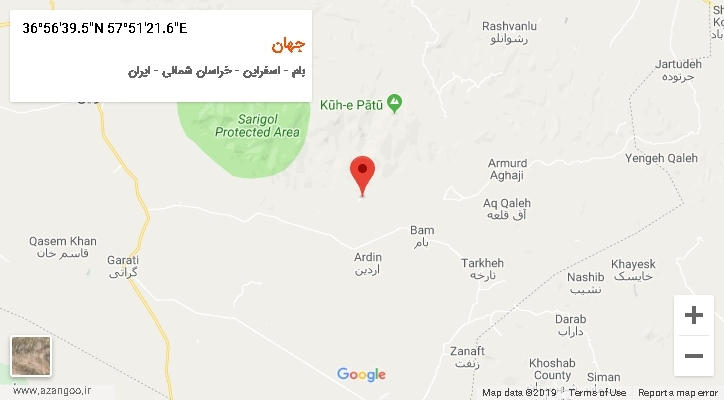 روستای جهان بر روی نقشه