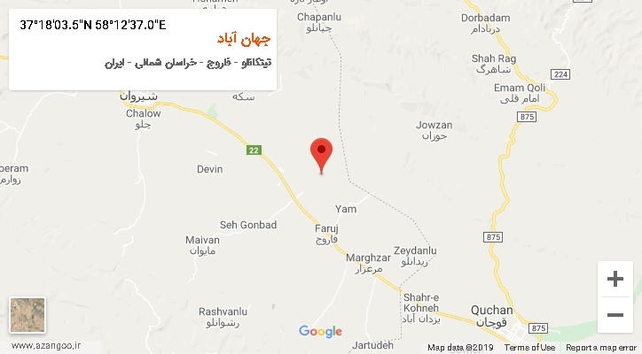 روستای جهان آباد بر روی نقشه