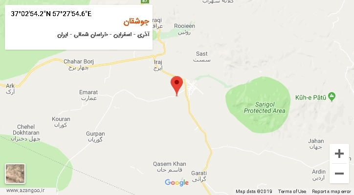 روستای جوشقان بر روی نقشه