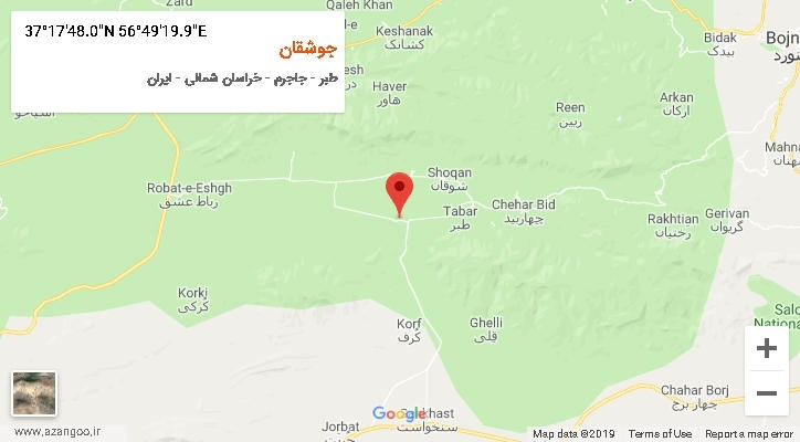 روستای جوشقان بر روی نقشه