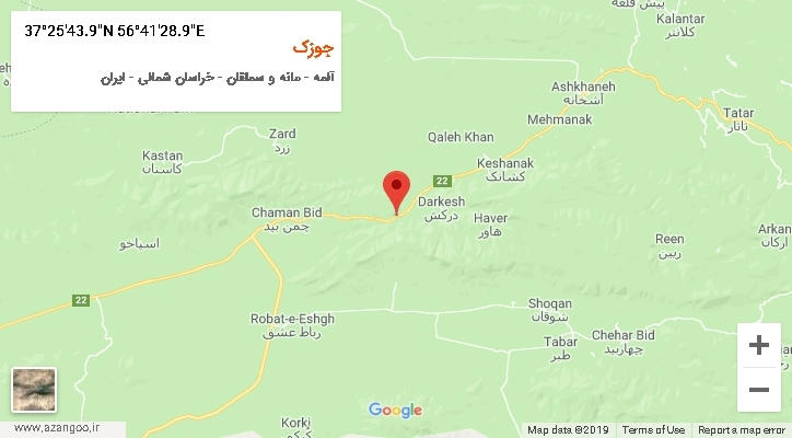 روستای جوزک بر روی نقشه