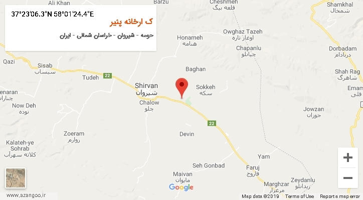 روستای ک ارخانه پنیر بر روی نقشه
