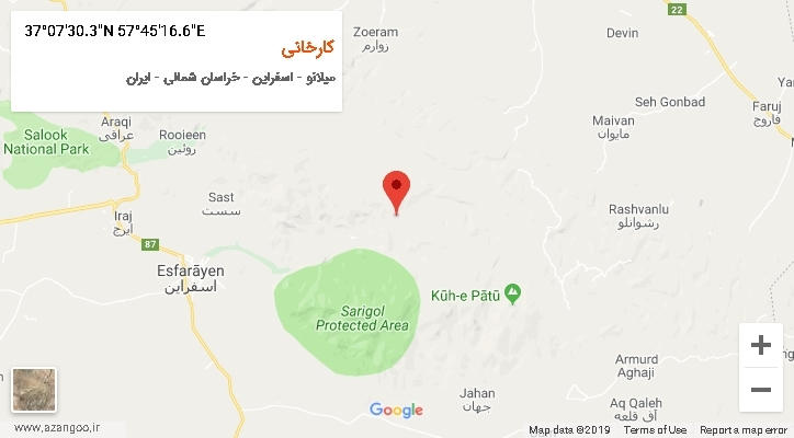 روستای کارخانی بر روی نقشه