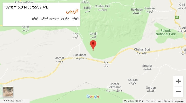 روستای کاریجی بر روی نقشه