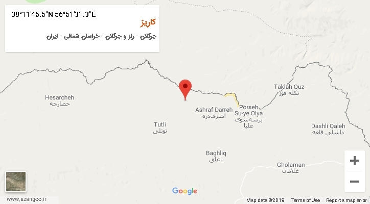 روستای کاریز بر روی نقشه