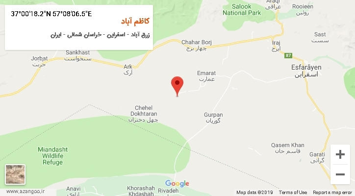 روستای کاظم آباد بر روی نقشه