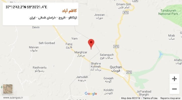 روستای کاظم آباد بر روی نقشه