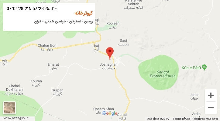 روستای کبوترخانه بر روی نقشه