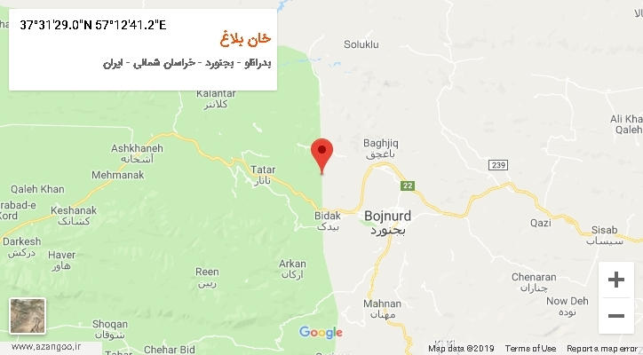 روستای خان بلاغ بر روی نقشه