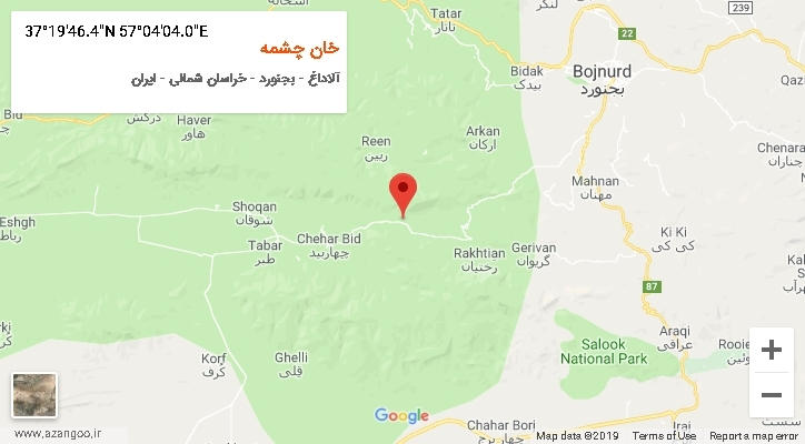 روستای خان چشمه بر روی نقشه