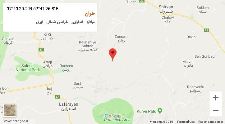 روستای خران بر روی نقشه