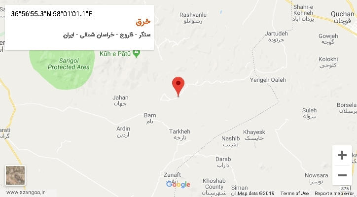 روستای خرق بر روی نقشه