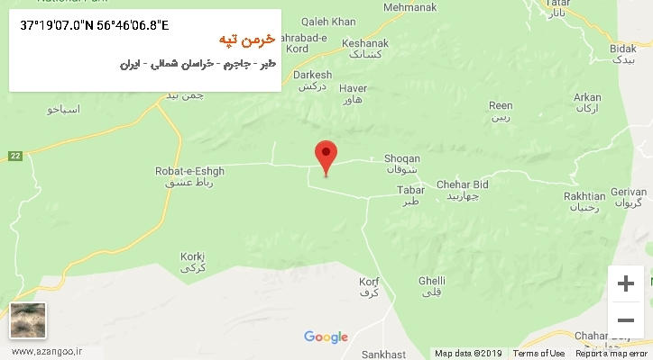 روستای خرمن تپه بر روی نقشه