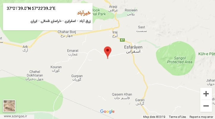 روستای خیرآباد بر روی نقشه