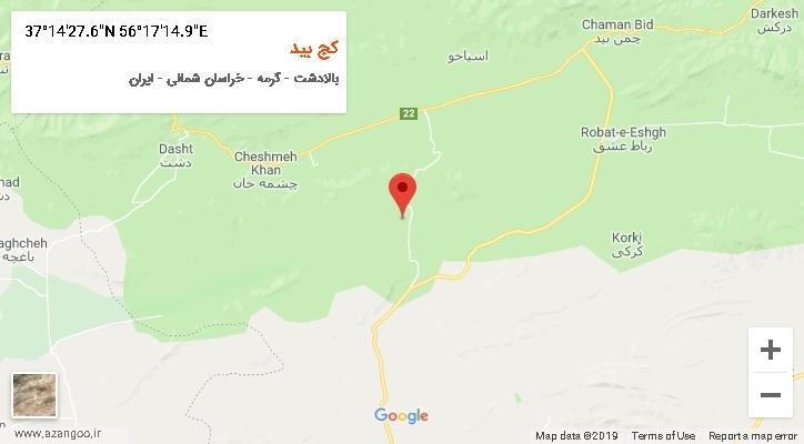 روستای کج بید بر روی نقشه