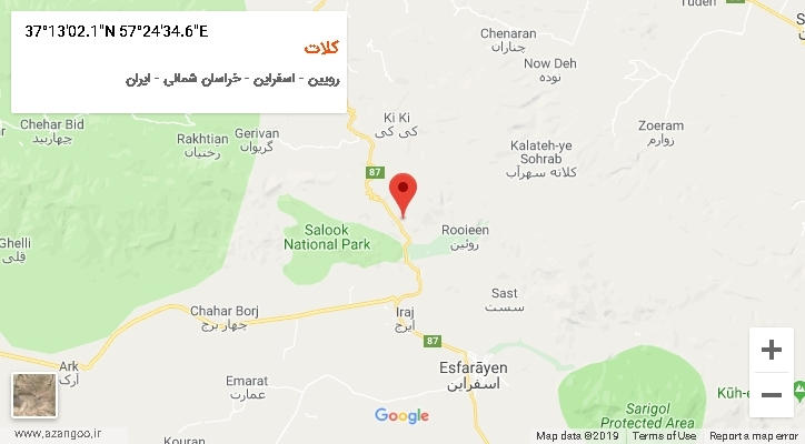 روستای کلات بر روی نقشه