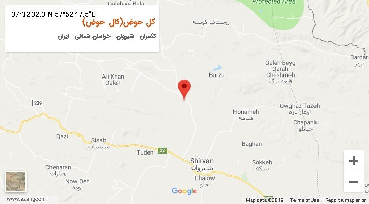 روستای کل حوض(کال حوض) بر روی نقشه