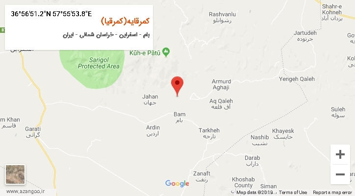 روستای کمرقایه(کمرقیا) بر روی نقشه