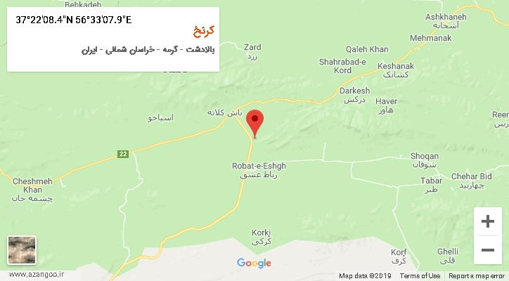 روستای کرنخ بر روی نقشه