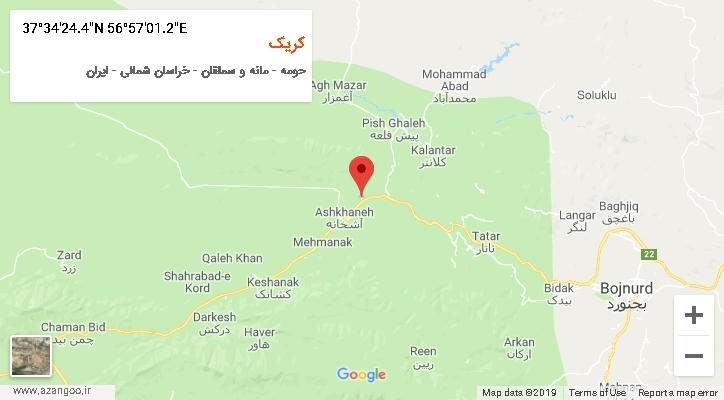 روستای کریک بر روی نقشه