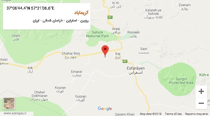 روستای کریماباد بر روی نقشه