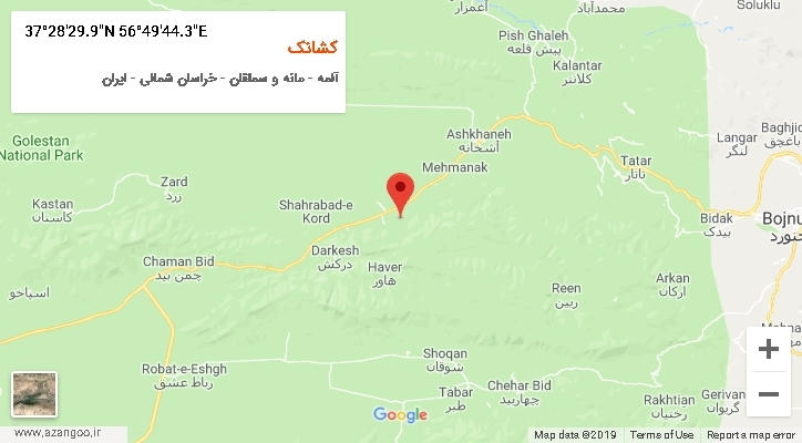 روستای کشانک بر روی نقشه