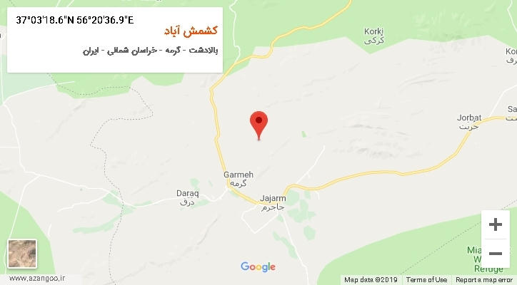 روستای کشمش آباد بر روی نقشه