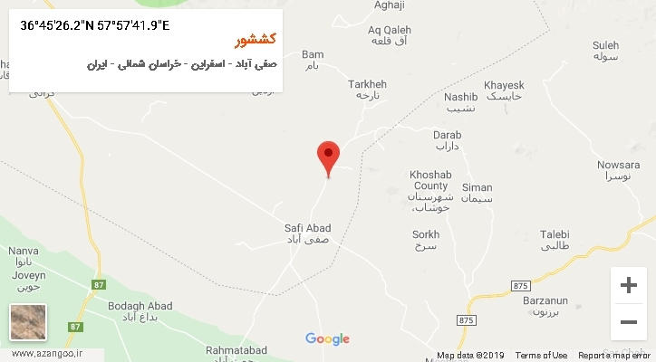 روستای کششور بر روی نقشه