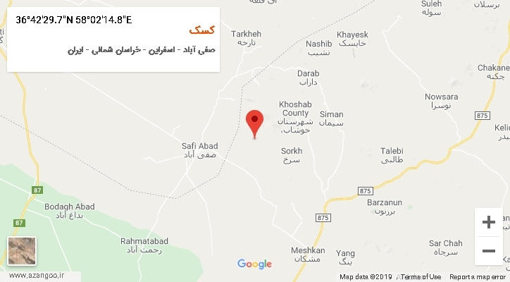 روستای کسک بر روی نقشه