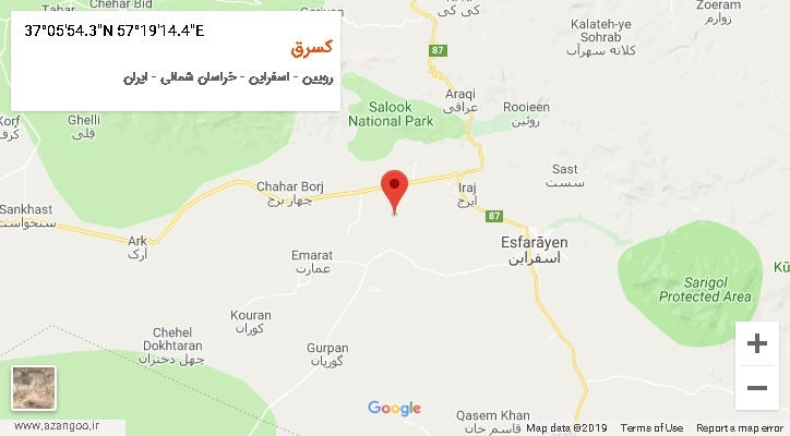 روستای کسرق بر روی نقشه