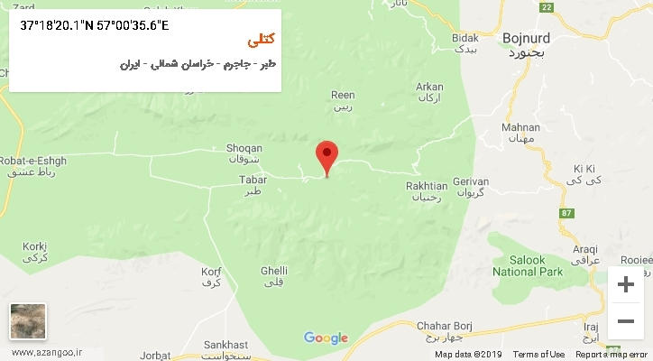 روستای کتلی بر روی نقشه
