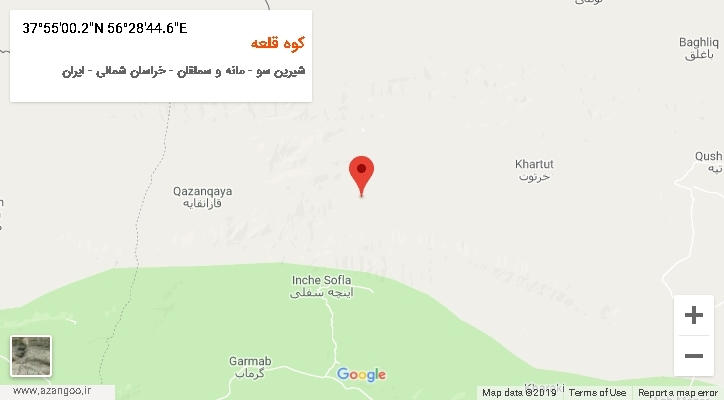 روستای کوه قلعه بر روی نقشه