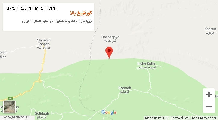 روستای کورشیخ بالا بر روی نقشه