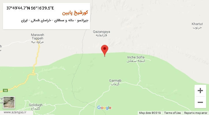 روستای کورشیخ پایین بر روی نقشه