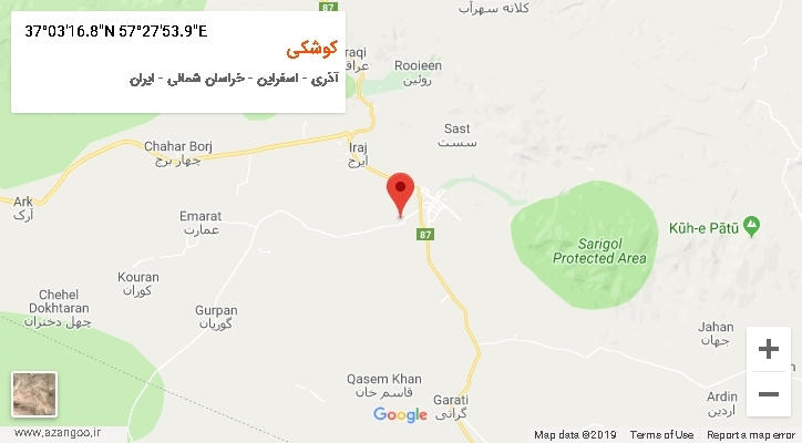 روستای کوشکی بر روی نقشه