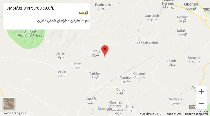 روستای کوسه بر روی نقشه