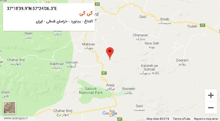 روستای کی کی بر روی نقشه