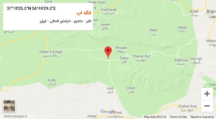 روستای لنگه اب بر روی نقشه