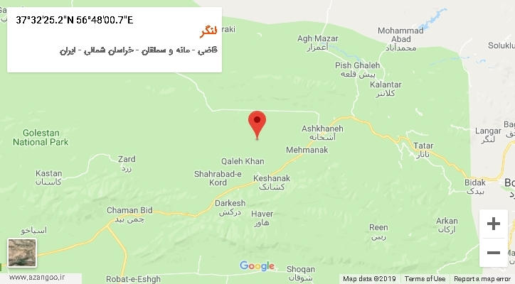 روستای لنگر بر روی نقشه
