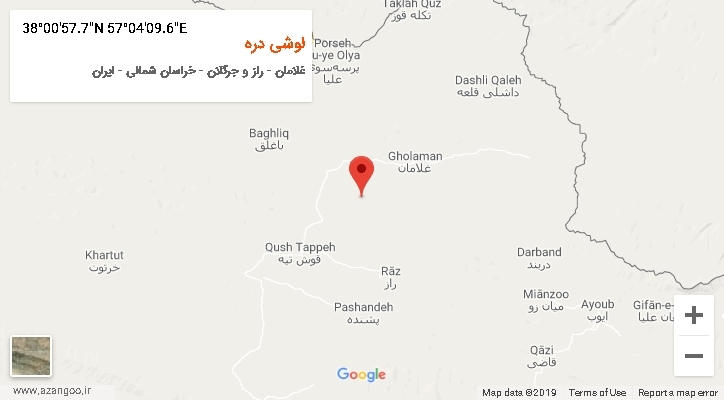 روستای لوشی دره بر روی نقشه