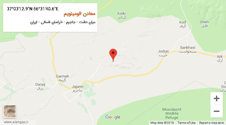 روستای معادن الومینویم بر روی نقشه