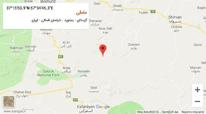 روستای ماملی بر روی نقشه