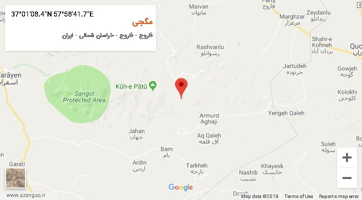 روستای مگجی بر روی نقشه