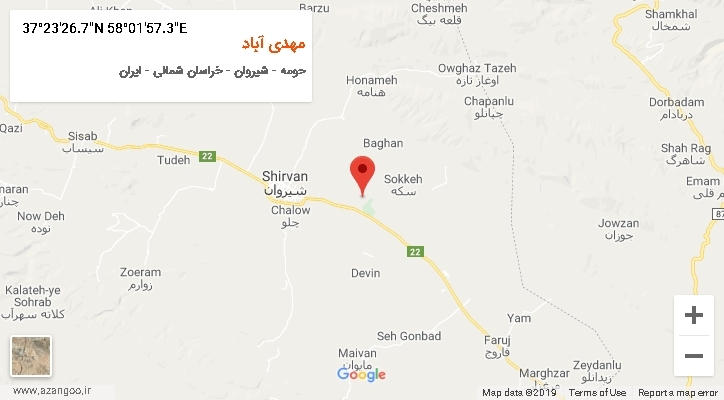 روستای مهدی آباد بر روی نقشه