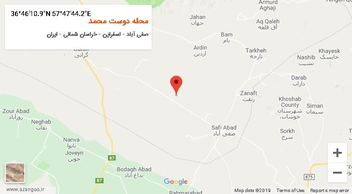 روستای محله دوست محمد بر روی نقشه