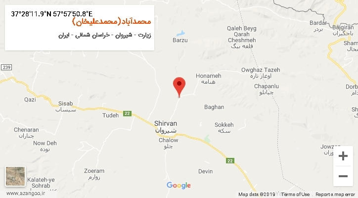 روستای محمدآباد(محمدعلیخان) بر روی نقشه