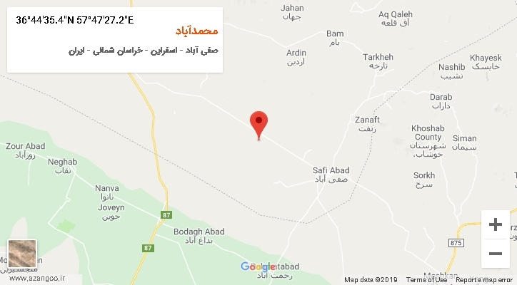 روستای محمدآباد بر روی نقشه